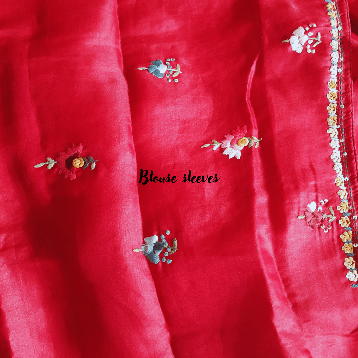Blended Tussar Silk Saree in French knot & Kantha hand embroidery - Kalyanam By Swati