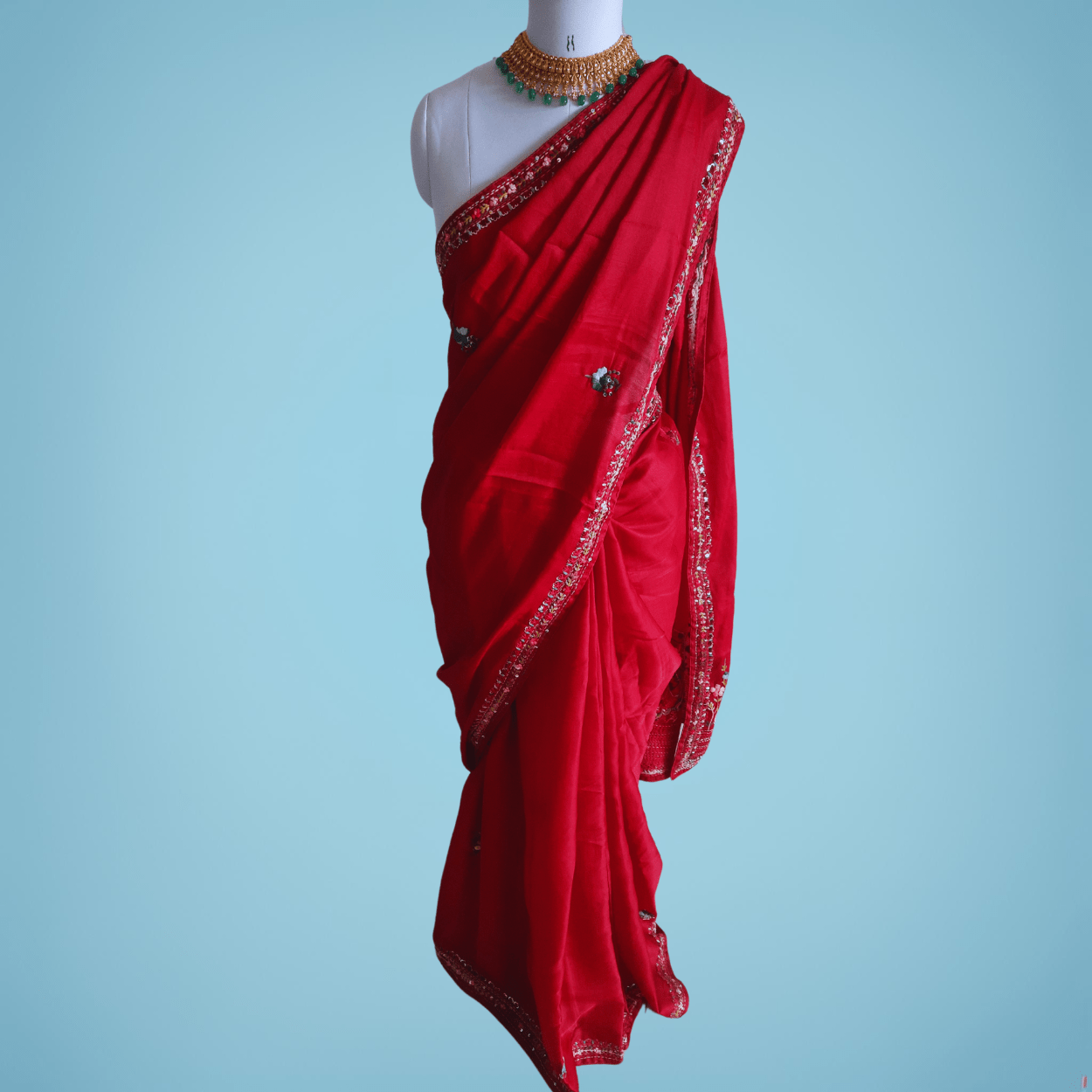 Blended Tussar Silk Saree in French knot & Kantha hand embroidery - Kalyanam By Swati
