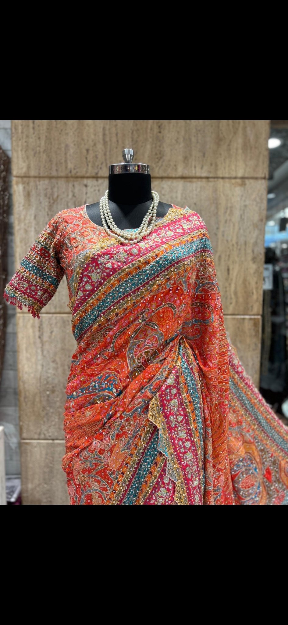 Pink Printed Crepe Designer Saree with Embroidered Readymade Blouse - Kalyanam By Swati