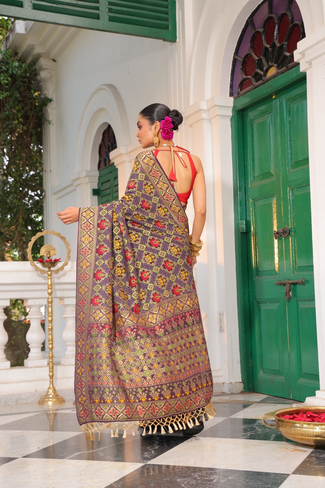 Pure Banarasi Khaddi Georgette Gharchola Bandhej Saree - Kalyanam By Swati