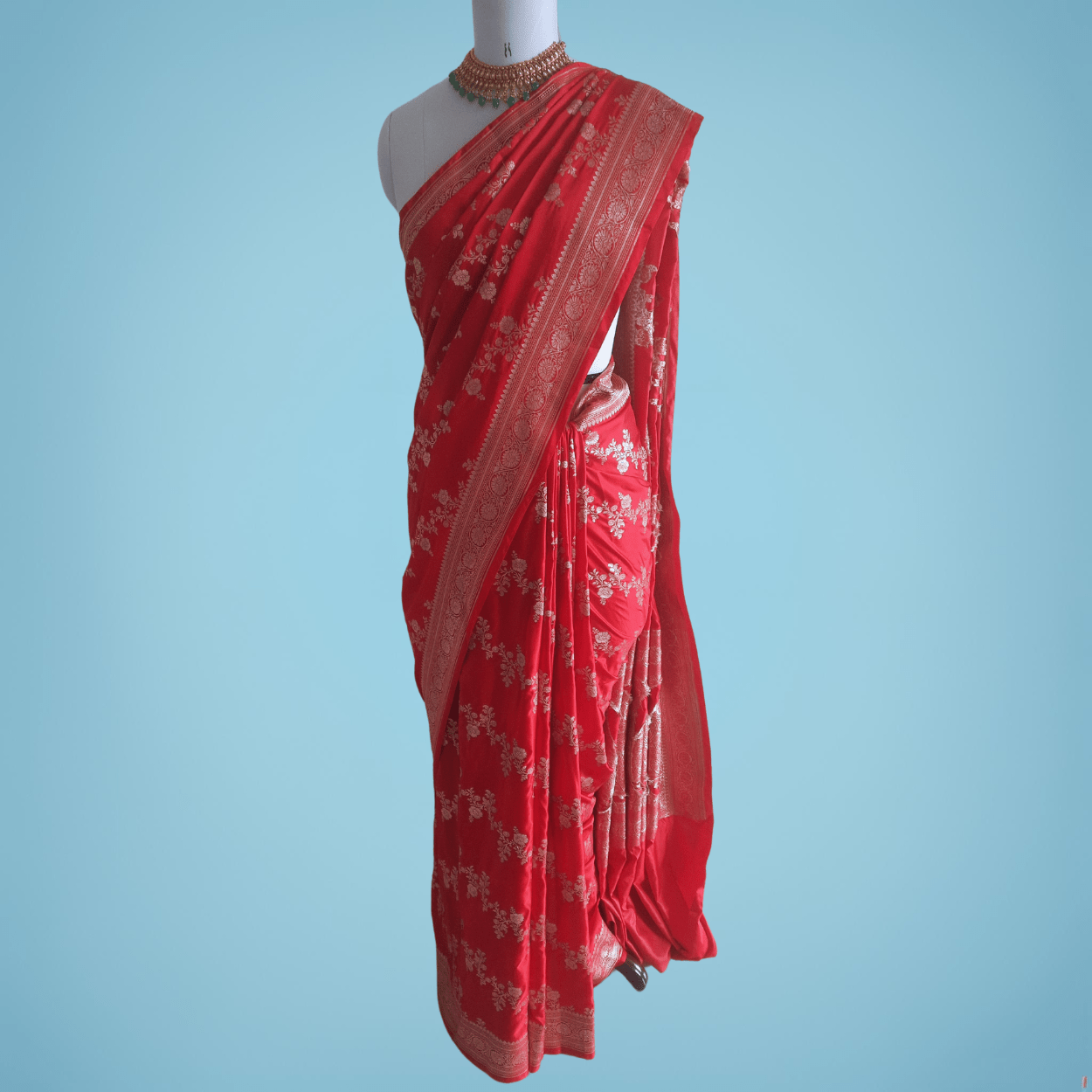 Pure Banarasi Mashru Satin Silk Saree in Red Color - Kalyanam By Swati