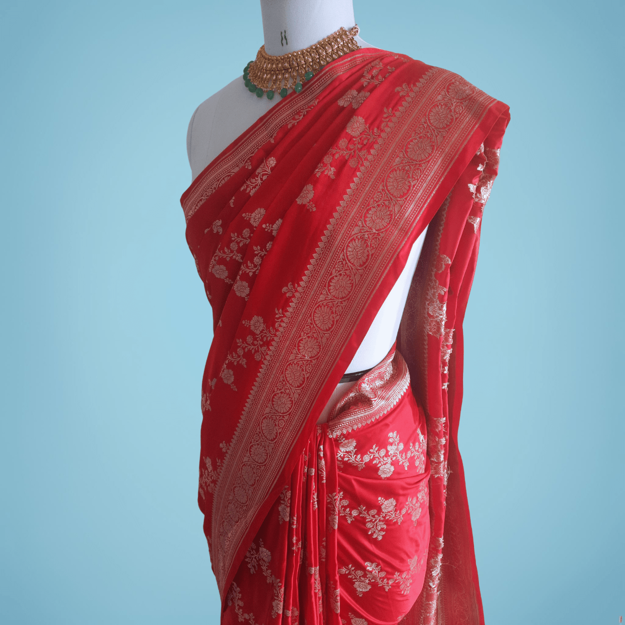 Pure Banarasi Mashru Satin Silk Saree in Red Color - Kalyanam By Swati