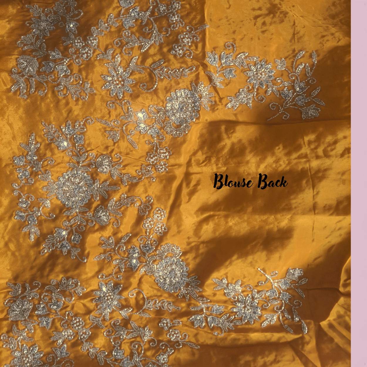 Pure crepe satin silk saree in silver cutdana, pearls and sequins handwork in purple color - Kalyanam By Swati