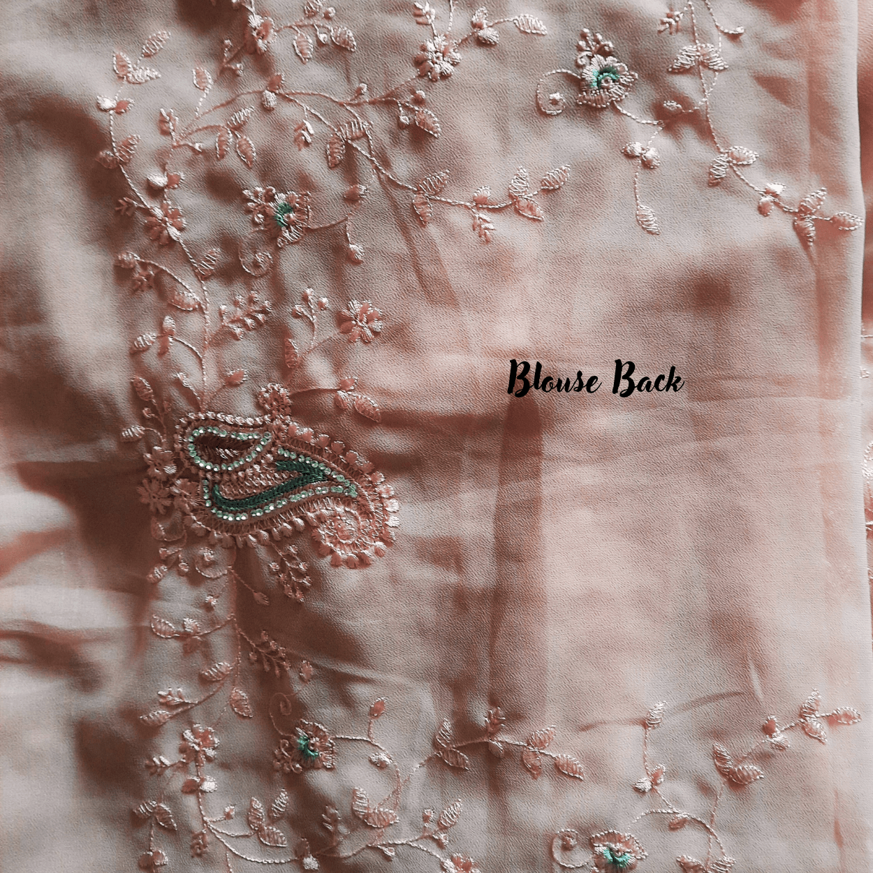 Pure Georgette Chikankari Saree in Dusky Pink color - Kalyanam By Swati