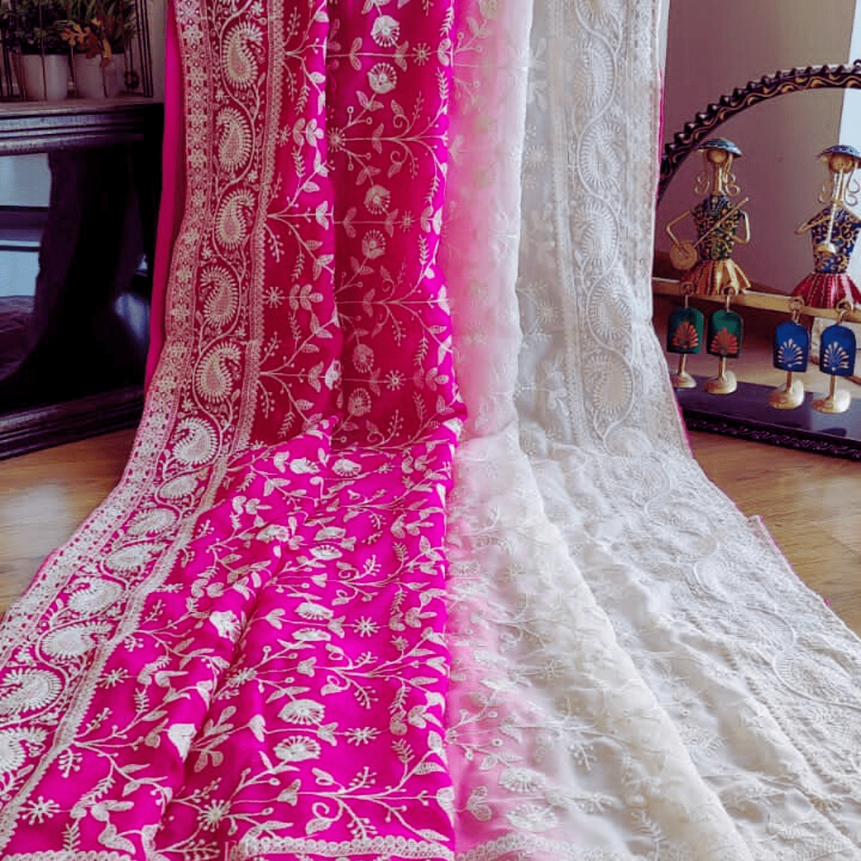 Pure Georgette Chikankari Saree in ombre shades - Kalyanam By Swati