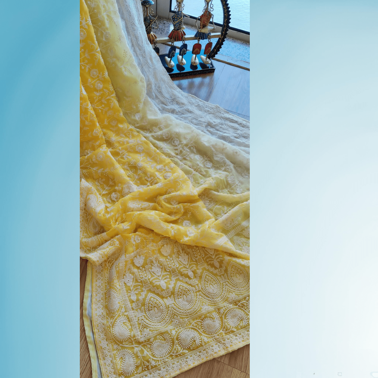 Pure Georgette Chikankari Saree in ombre shades - Kalyanam By Swati