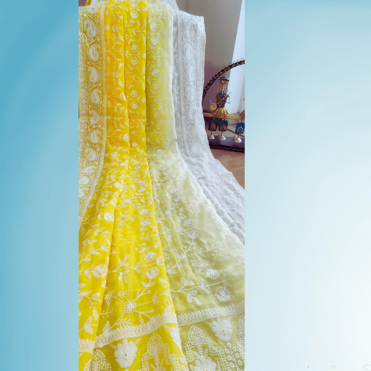 Pure Georgette Chikankari Saree in ombre shades - Kalyanam By Swati