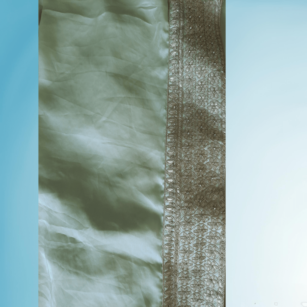 Pure georgette Saree in all over gotapatti and stones hand weaving in pista green color - Kalyanam By Swati