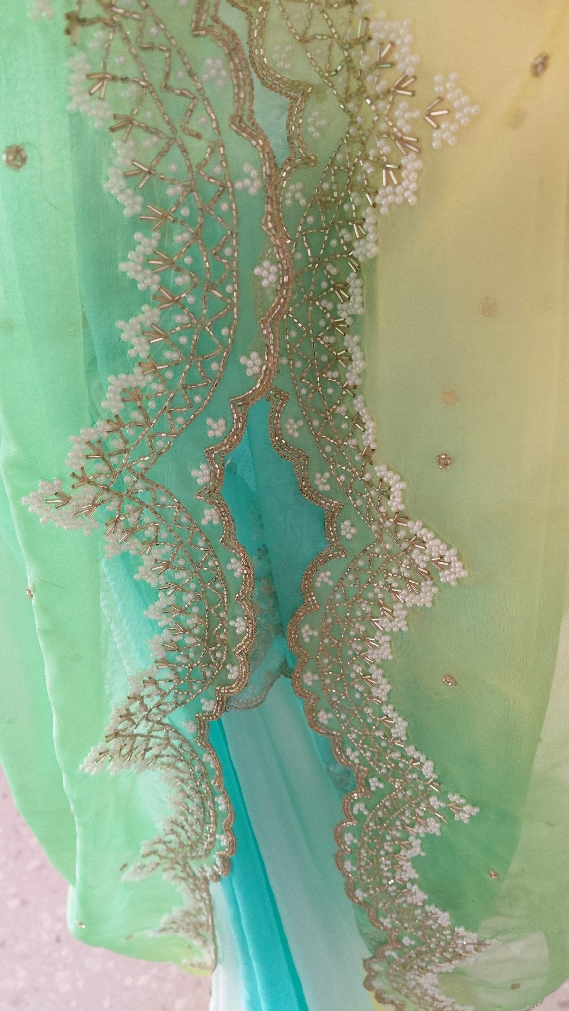 Pure Organza Saree in heavy cut dana and pearl handwork (Not viscose organza) - Kalyanam By Swati