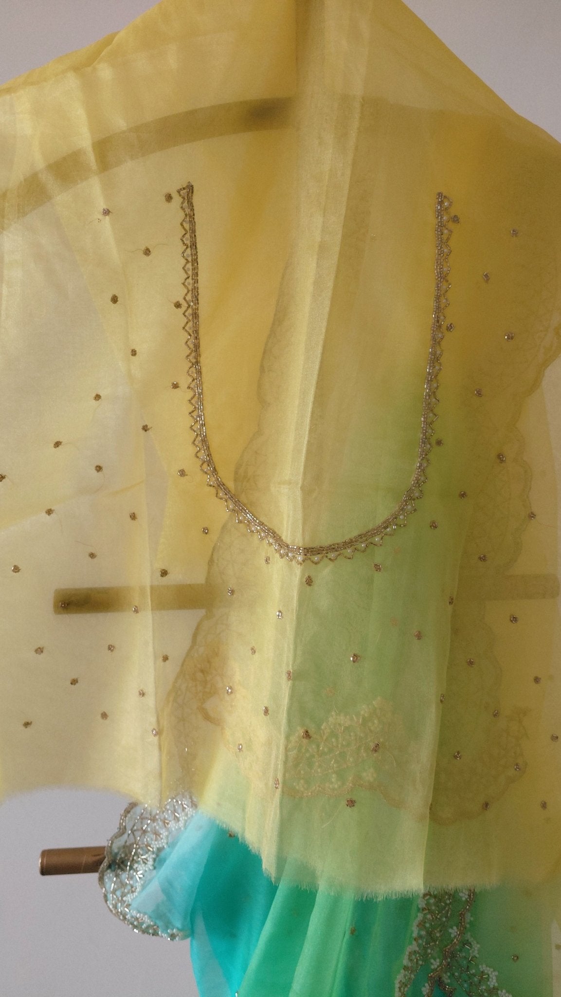 Pure Organza Saree in heavy cut dana and pearl handwork (Not viscose organza) - Kalyanam By Swati