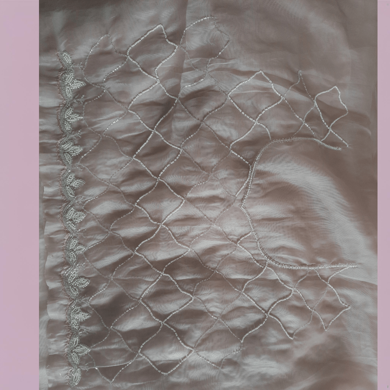 Pure Organza Saree in heavy cutdana and pearls Jaal handwork - Kalyanam By Swati