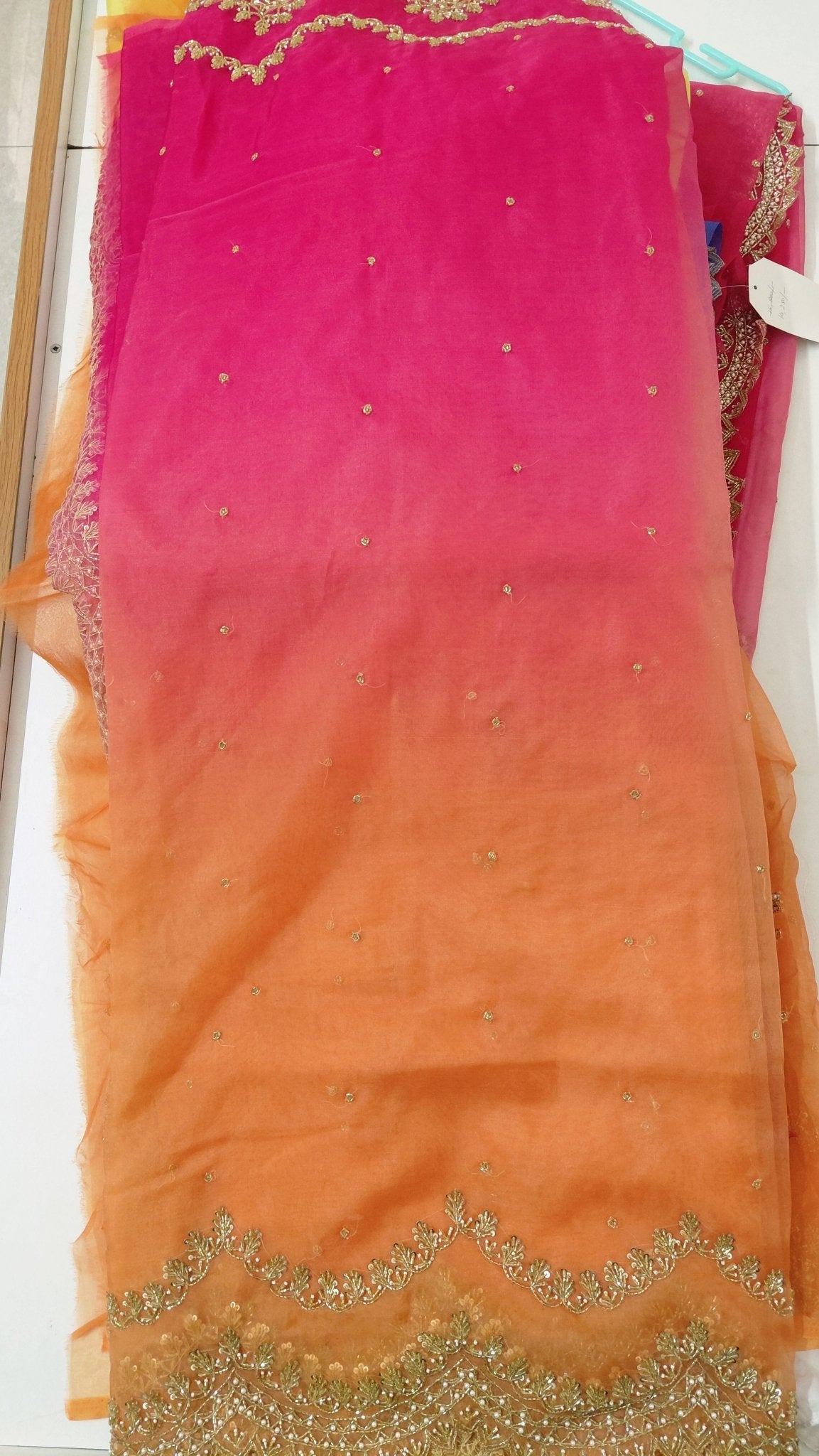 Pure Organza Saree in heavy zardozi handwork in ombré shades (Not viscose organza) - Kalyanam By Swati