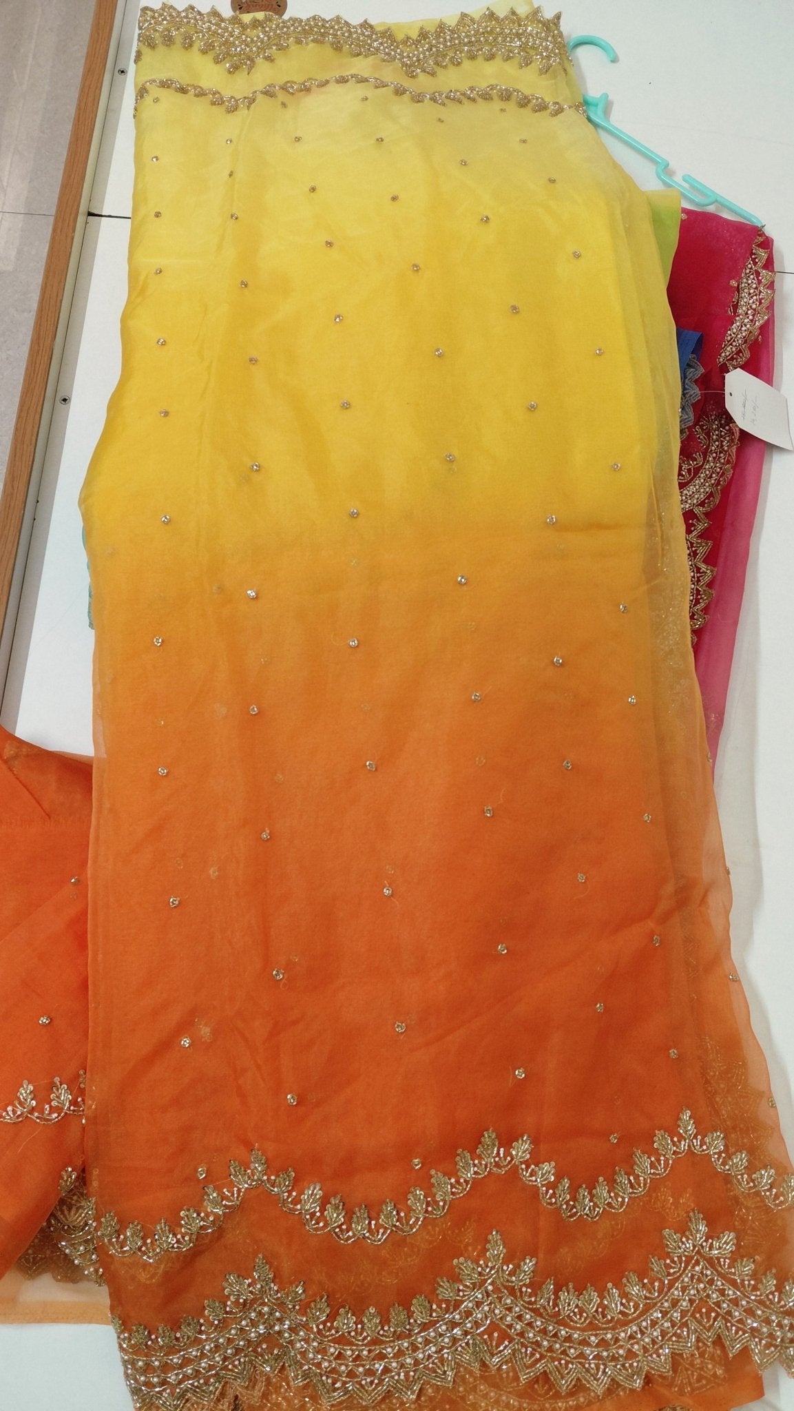 Pure Organza Saree in heavy zardozi handwork in ombré shades (Not viscose organza) - Kalyanam By Swati