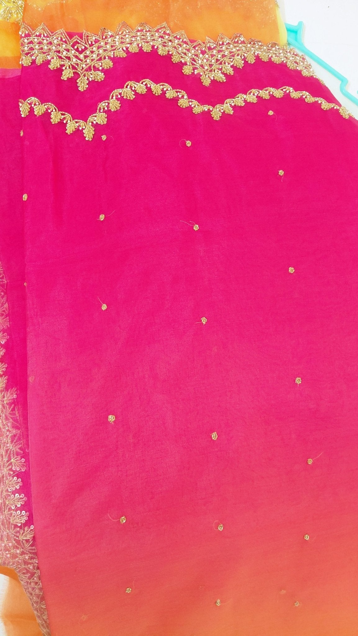 Pure Organza Saree in heavy zardozi handwork in ombré shades (Not viscose organza) - Kalyanam By Swati