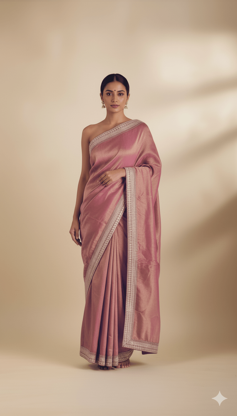 Purple Tissue Silk saree in Handmade Borders - Kalyanam By Swati