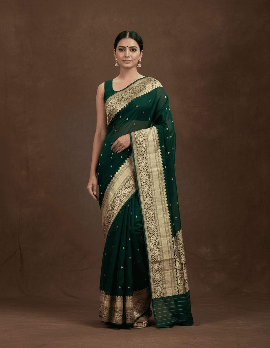 Silkmark certified Pure Banarasi Kora Silk Saree in Kadhuwa butta and 10 inch kanjivaram borders(Dispatch time: 15 - 20 days) - Kalyanam By Swati