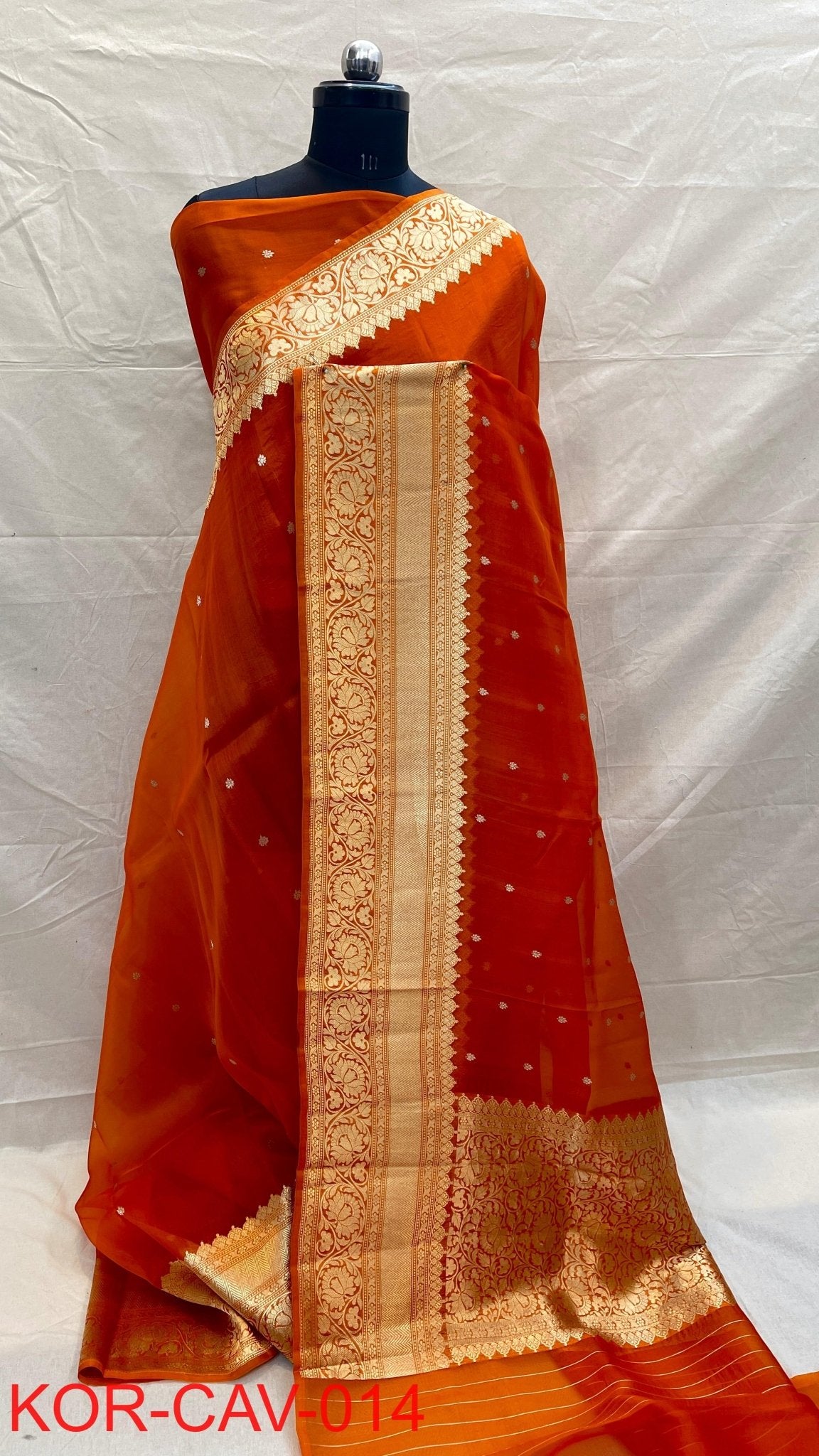 Silkmark certified Pure Banarasi Kora Silk Saree in Kadhuwa butta and 10 inch kanjivaram borders(Dispatch time: 15 - 20 days) - Kalyanam By Swati