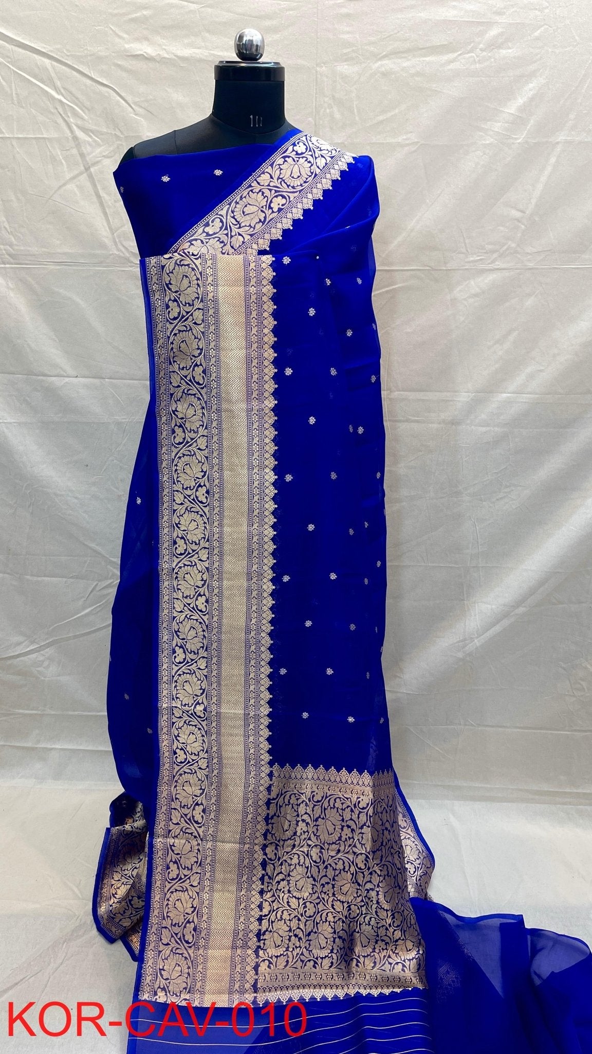 Silkmark certified Pure Banarasi Kora Silk Saree in Kadhuwa butta and 10 inch kanjivaram borders(Dispatch time: 15 - 20 days) - Kalyanam By Swati